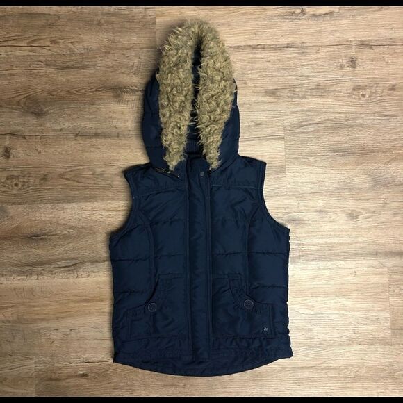 Limited Too Blue Vest with removable hood size 12 - Picture 1 of 4